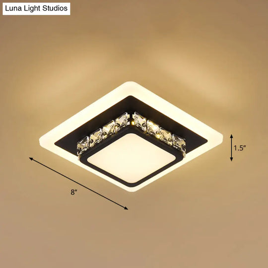 Mini Led Crystal Flush Mount Light For Elegant Corridors - Simplicity In Ceiling Lighting Black /