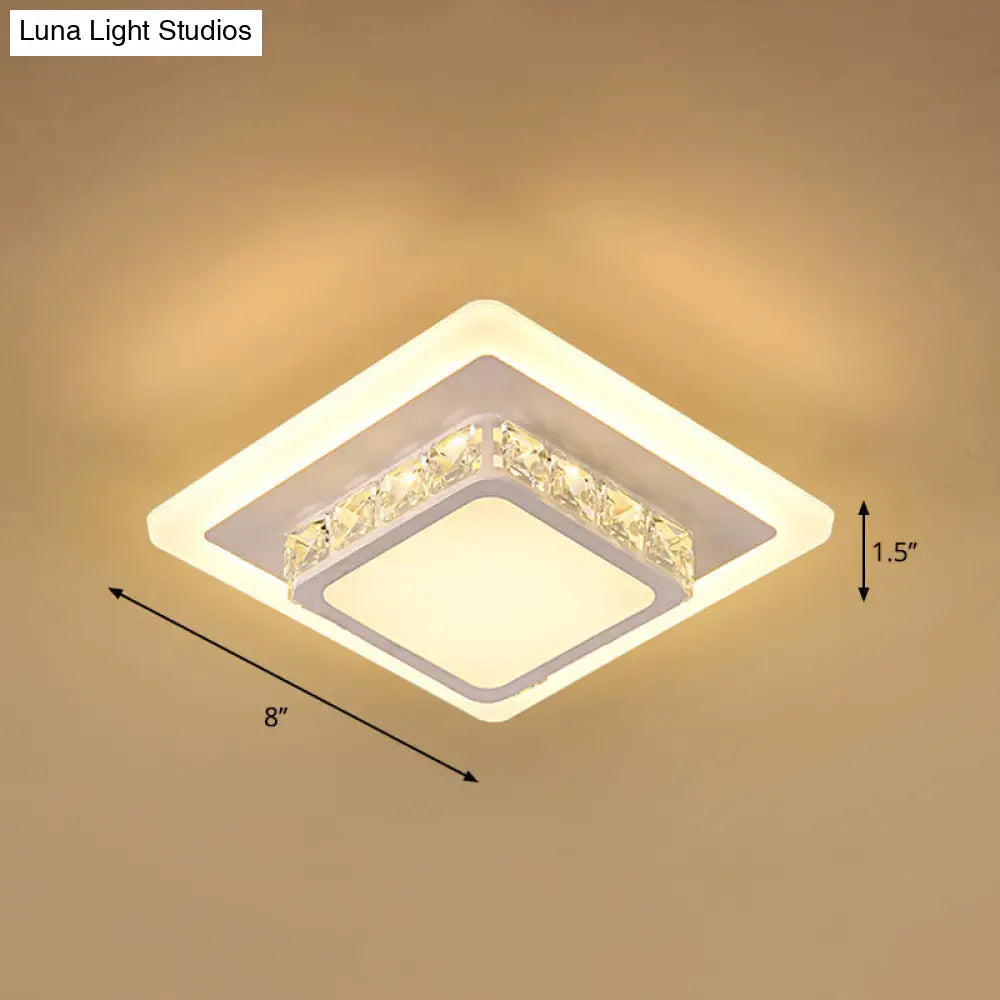 Mini Led Crystal Flush Mount Light For Elegant Corridors - Simplicity In Ceiling Lighting White /