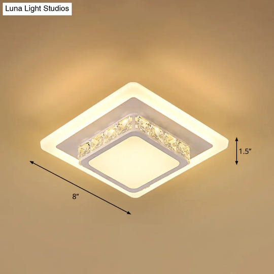 Mini Led Crystal Flush Mount Light For Elegant Corridors - Simplicity In Ceiling Lighting White /