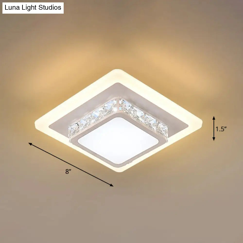 Mini Led Crystal Flush Mount Light For Elegant Corridors - Simplicity In Ceiling Lighting White /