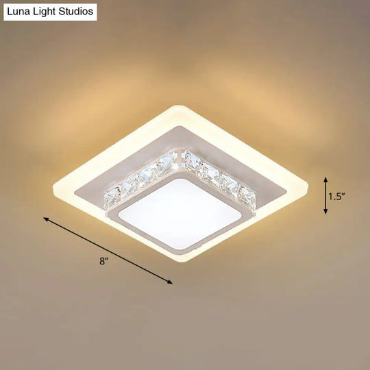 Mini Led Crystal Flush Mount Light For Elegant Corridors - Simplicity In Ceiling Lighting White /