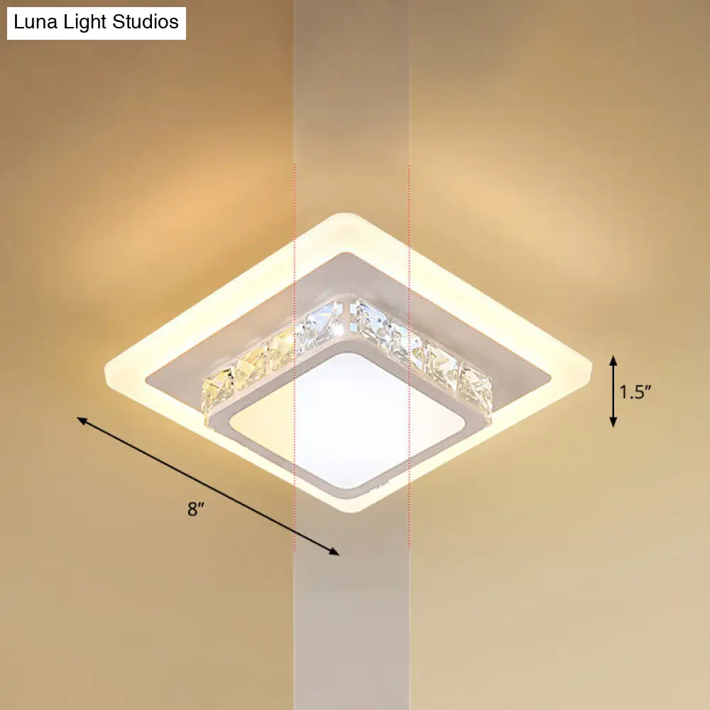 Mini Led Crystal Flush Mount Light For Elegant Corridors - Simplicity In Ceiling Lighting White /