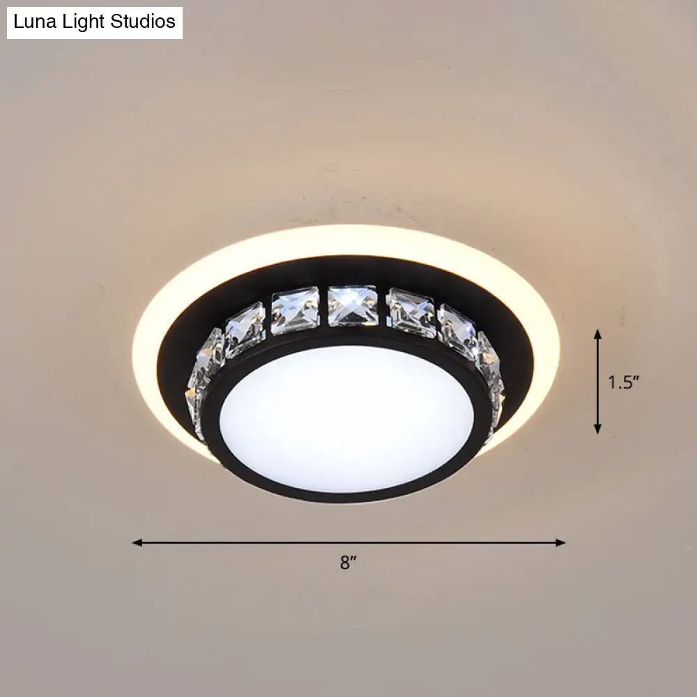 Mini Led Crystal Flush Mount Light For Elegant Corridors - Simplicity In Ceiling Lighting Black /