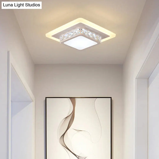 Mini Led Crystal Flush Mount Light For Elegant Corridors - Simplicity In Ceiling Lighting