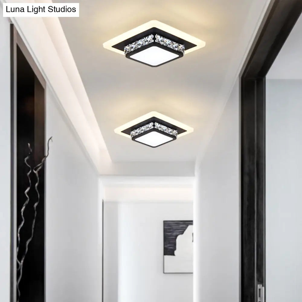 Mini Led Crystal Flush Mount Light For Elegant Corridors - Simplicity In Ceiling Lighting