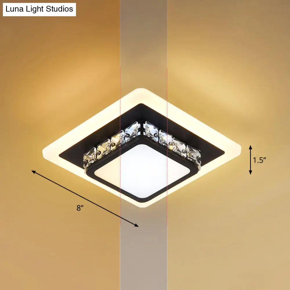 Mini Led Crystal Flush Mount Light For Elegant Corridors - Simplicity In Ceiling Lighting Black /