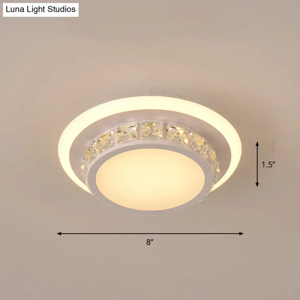 Mini Led Crystal Flush Mount Light For Elegant Corridors - Simplicity In Ceiling Lighting White /