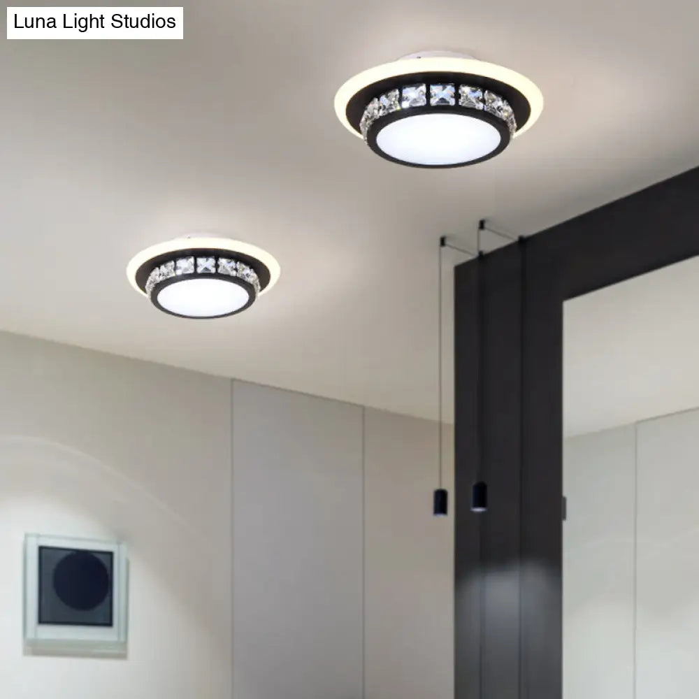 Mini Led Crystal Flush Mount Light For Elegant Corridors - Simplicity In Ceiling Lighting