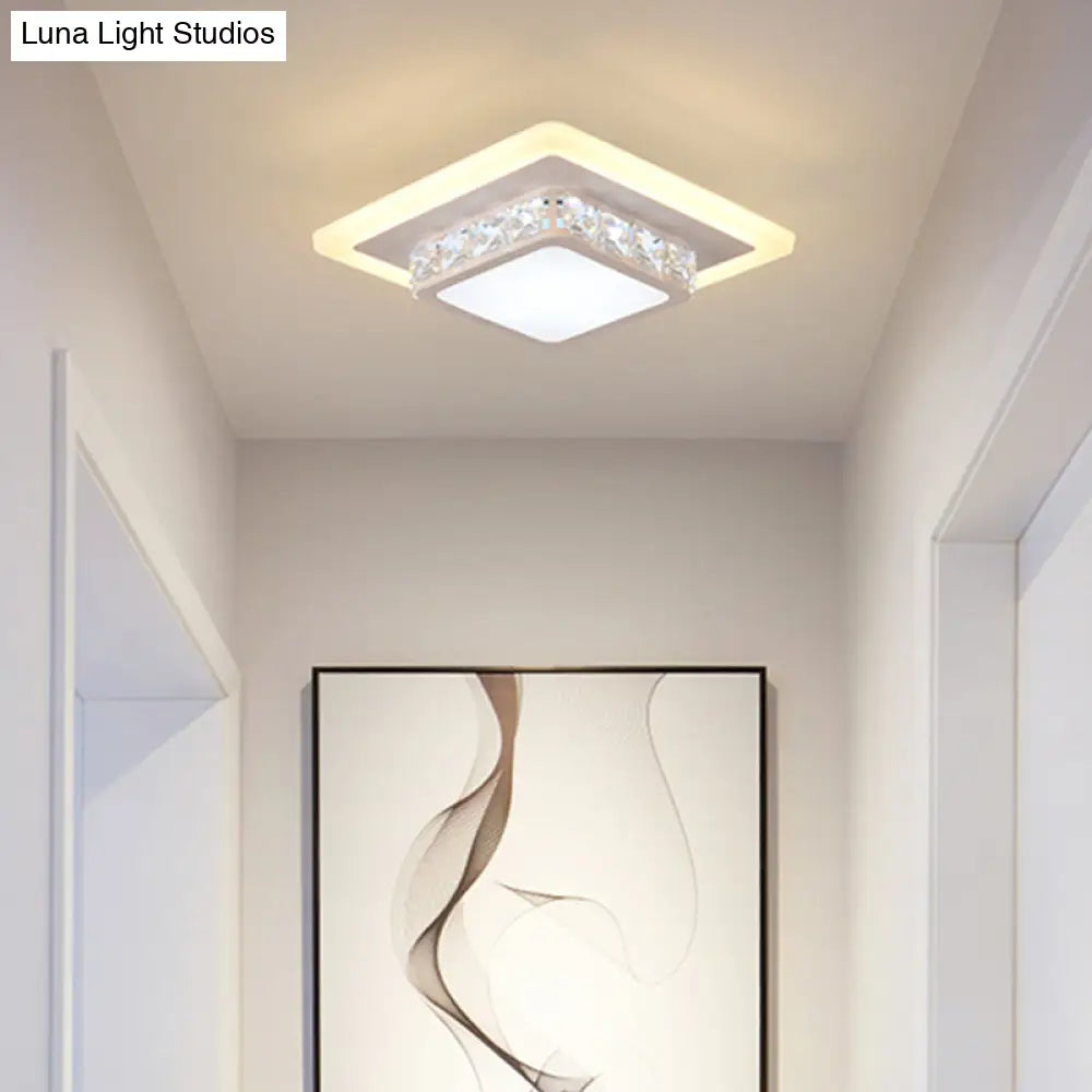 Mini Led Crystal Flush Mount Light For Elegant Corridors - Simplicity In Ceiling Lighting