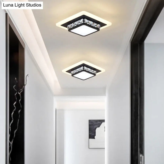 Mini Led Crystal Flush Mount Light For Elegant Corridors - Simplicity In Ceiling Lighting