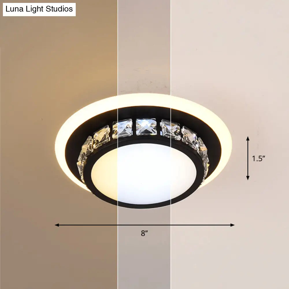 Mini Led Crystal Flush Mount Light For Elegant Corridors - Simplicity In Ceiling Lighting Black /