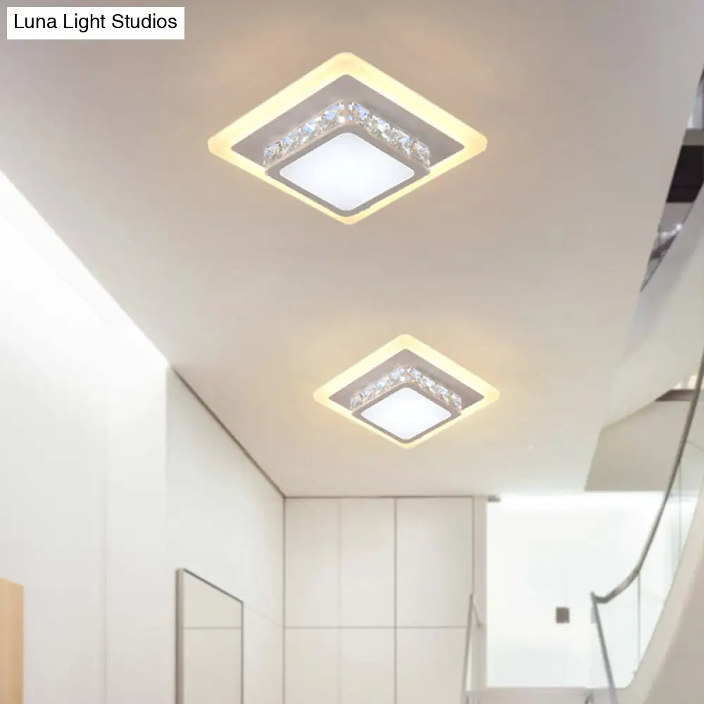 Mini Led Crystal Flush Mount Light For Elegant Corridors - Simplicity In Ceiling Lighting