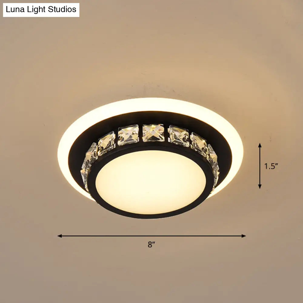 Mini Led Crystal Flush Mount Light For Elegant Corridors - Simplicity In Ceiling Lighting Black /