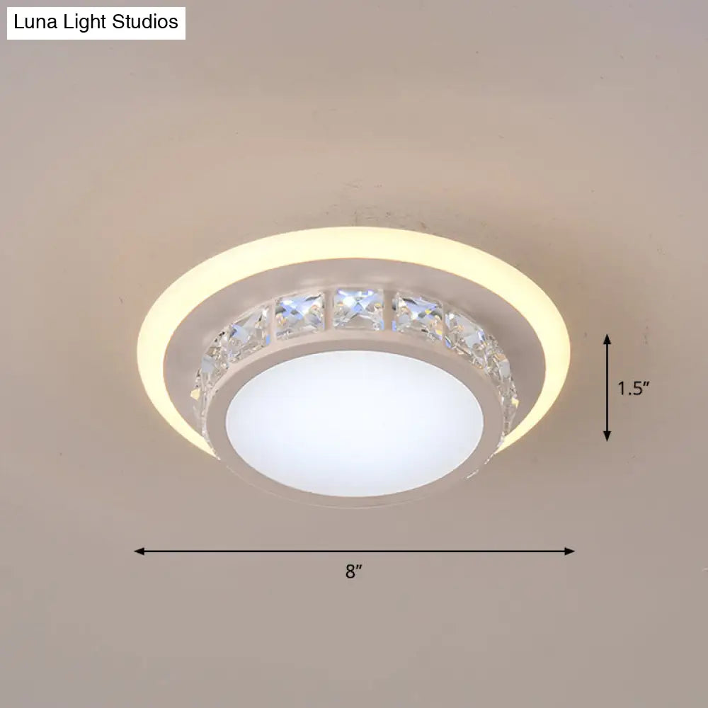 Mini Led Crystal Flush Mount Light For Elegant Corridors - Simplicity In Ceiling Lighting White /