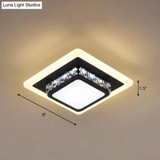 Mini Led Crystal Flush Mount Light For Elegant Corridors - Simplicity In Ceiling Lighting Black /