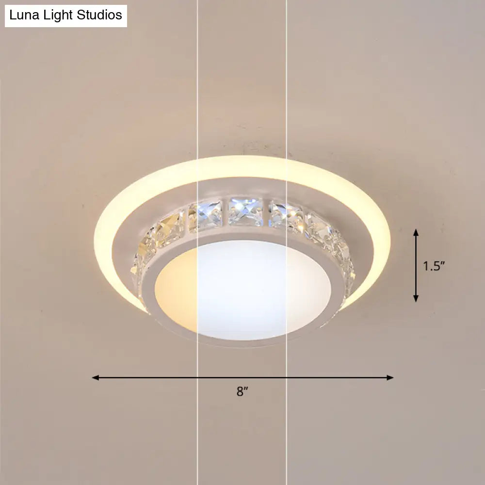 Mini Led Crystal Flush Mount Light For Elegant Corridors - Simplicity In Ceiling Lighting White /