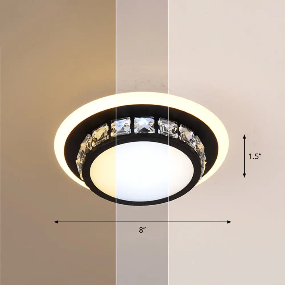 Mini Led Crystal Flush Mount Light For Elegant Corridors - Simplicity In Ceiling Lighting Black /