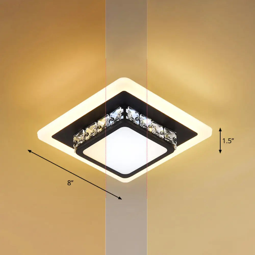 Mini Led Crystal Flush Mount Light For Elegant Corridors - Simplicity In Ceiling Lighting Black /