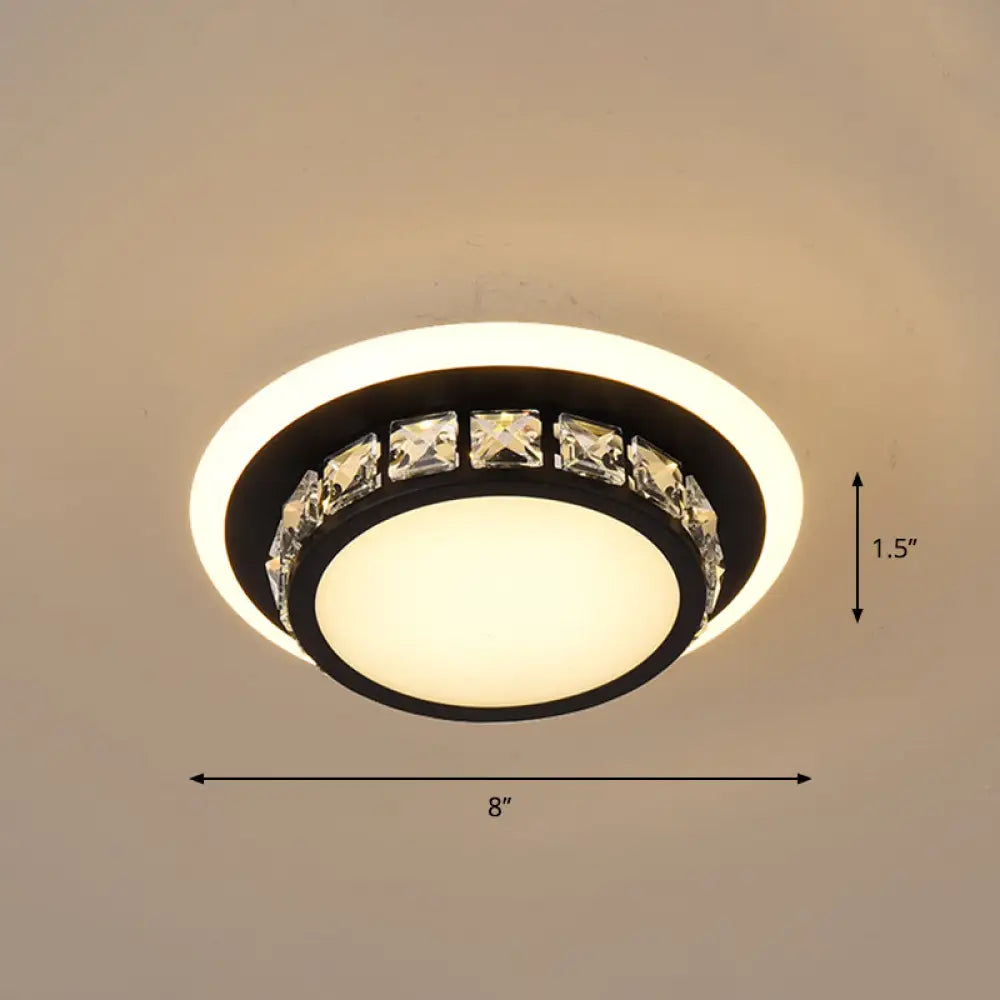 Mini Led Crystal Flush Mount Light For Elegant Corridors - Simplicity In Ceiling Lighting Black /