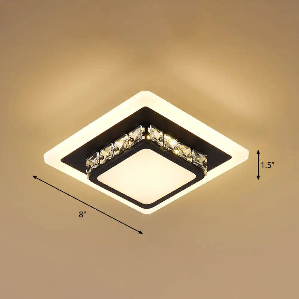 Mini Led Crystal Flush Mount Light For Elegant Corridors - Simplicity In Ceiling Lighting Black /