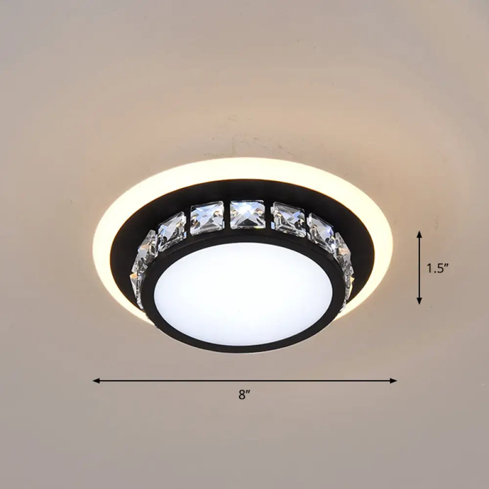 Mini Led Crystal Flush Mount Light For Elegant Corridors - Simplicity In Ceiling Lighting Black /