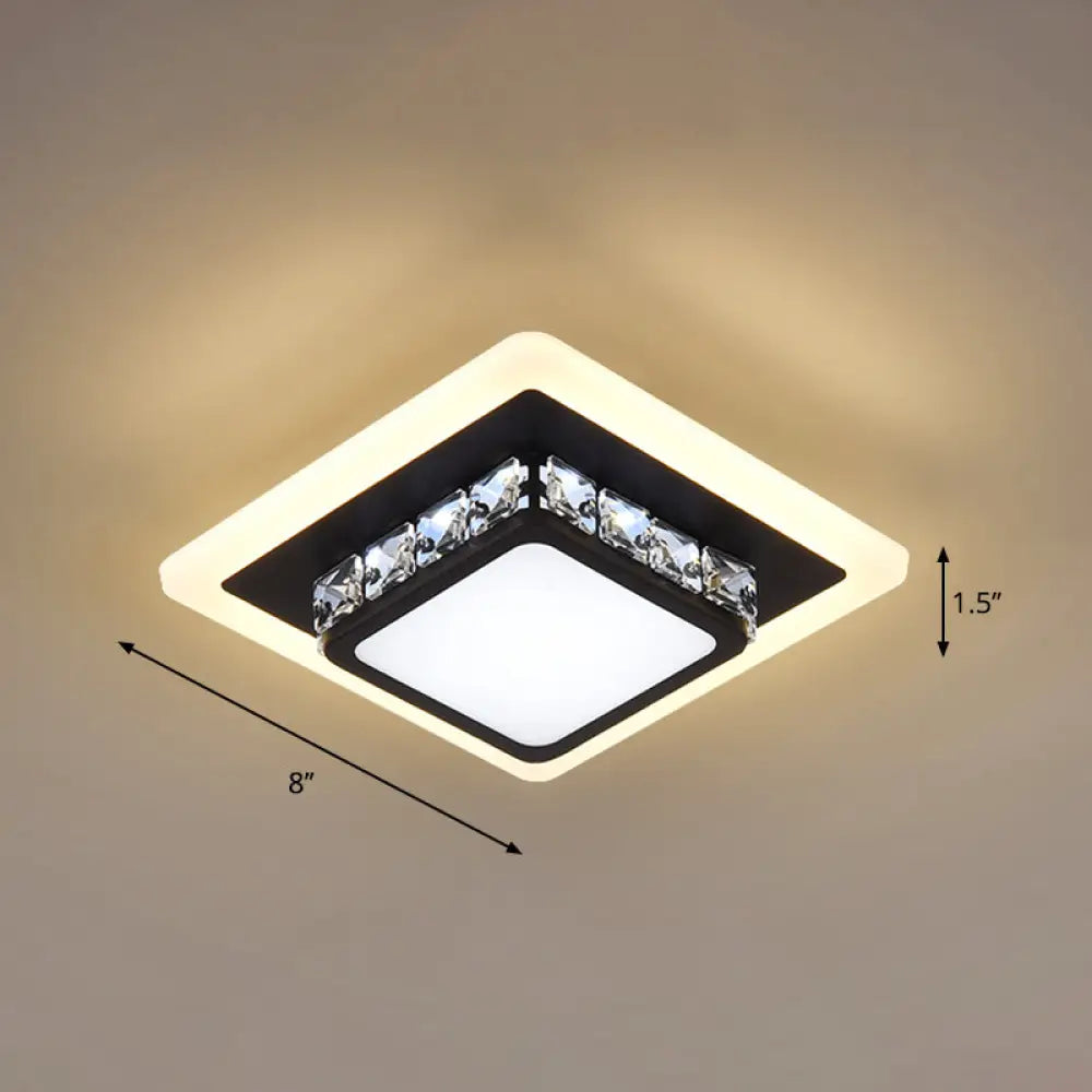 Mini Led Crystal Flush Mount Light For Elegant Corridors - Simplicity In Ceiling Lighting Black /