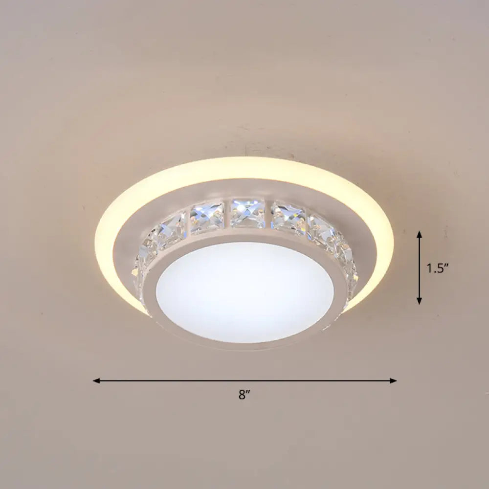 Mini Led Crystal Flush Mount Light For Elegant Corridors - Simplicity In Ceiling Lighting White /