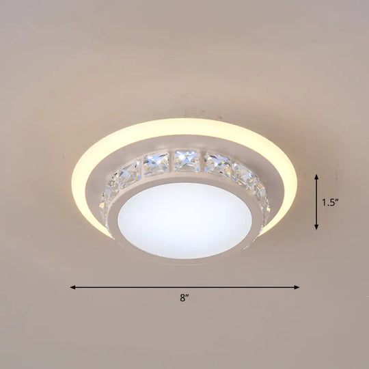 Mini Led Crystal Flush Mount Light For Elegant Corridors - Simplicity In Ceiling Lighting White /