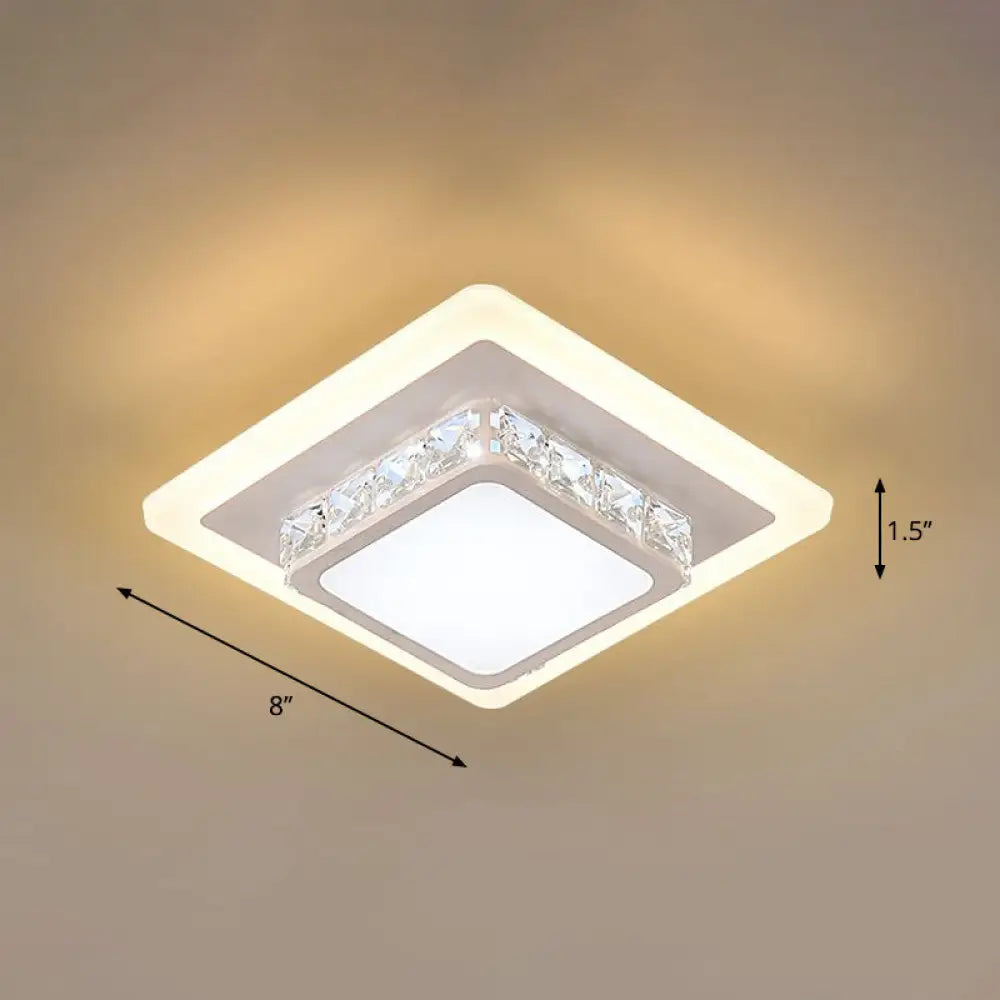 Mini Led Crystal Flush Mount Light For Elegant Corridors - Simplicity In Ceiling Lighting White /