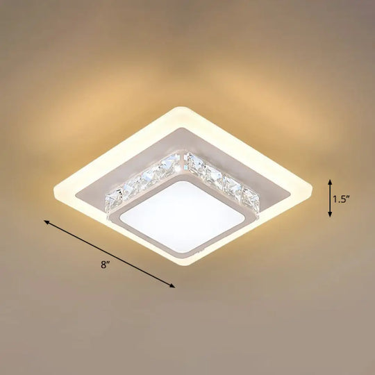 Mini Led Crystal Flush Mount Light For Elegant Corridors - Simplicity In Ceiling Lighting White /