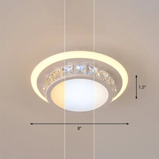 Mini Led Crystal Flush Mount Light For Elegant Corridors - Simplicity In Ceiling Lighting White /