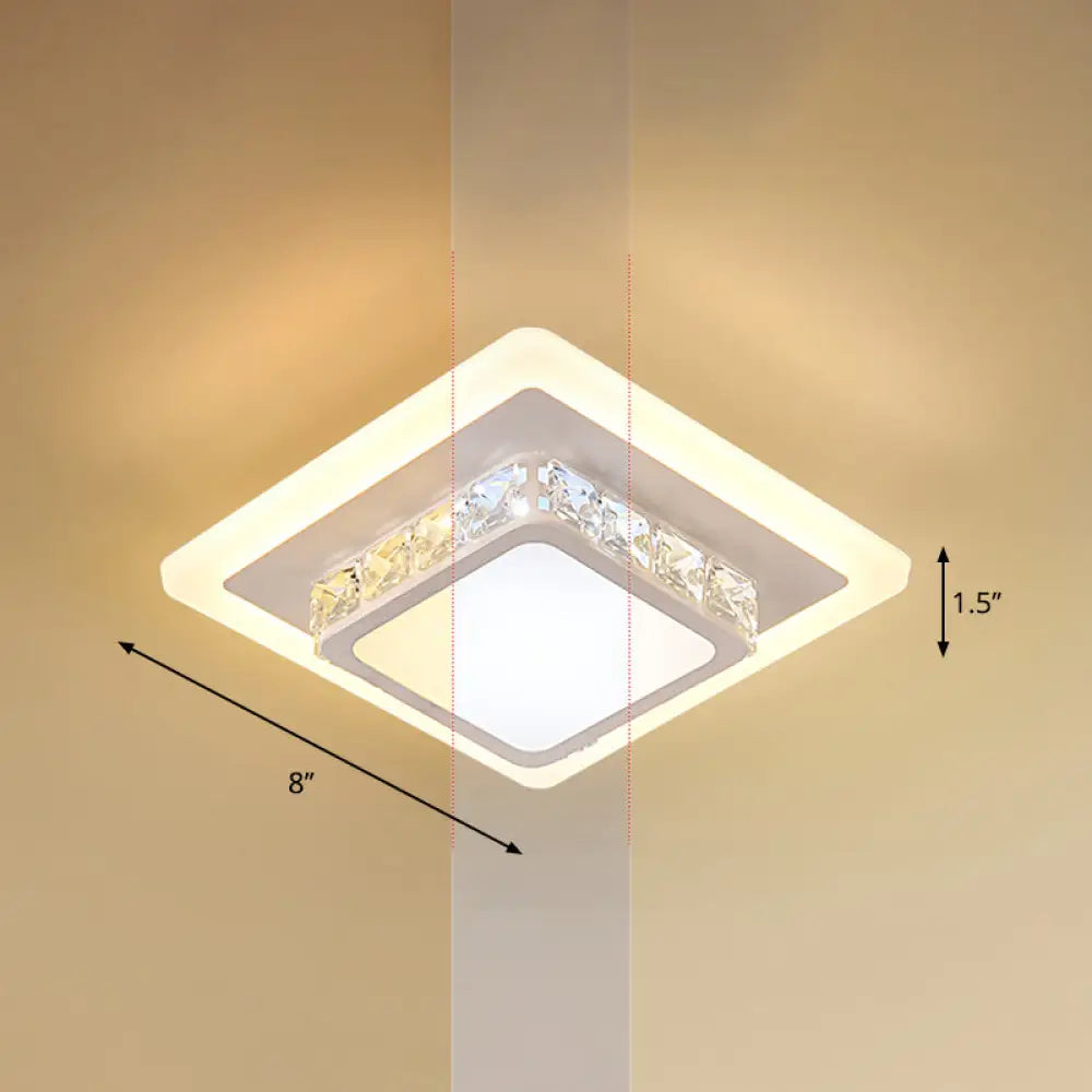 Mini Led Crystal Flush Mount Light For Elegant Corridors - Simplicity In Ceiling Lighting White /