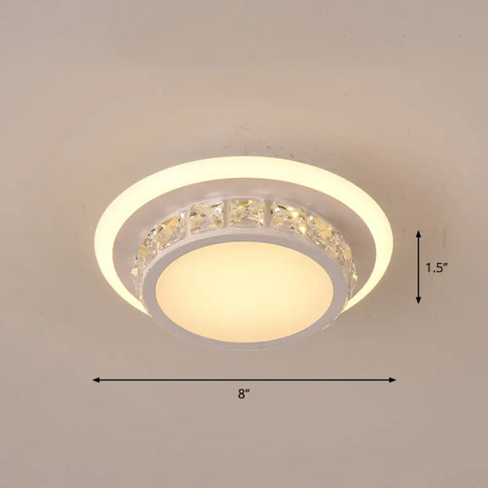 Mini Led Crystal Flush Mount Light For Elegant Corridors - Simplicity In Ceiling Lighting White /