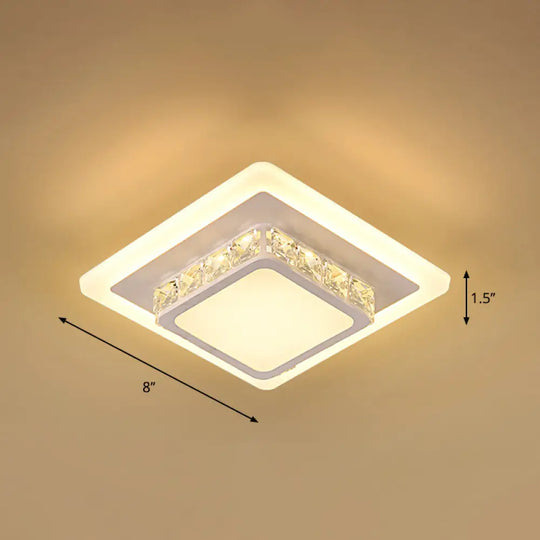 Mini Led Crystal Flush Mount Light For Elegant Corridors - Simplicity In Ceiling Lighting White /