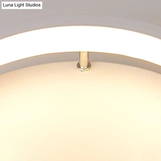 Mini Led Round Metal Flush Mount Lamp - Simple Style White Ceiling Lighting In Warm/White Light