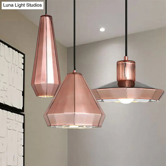 Rose Gold Mini Pendant Light - Modern Metal Ceiling Lamp For Bar Counter