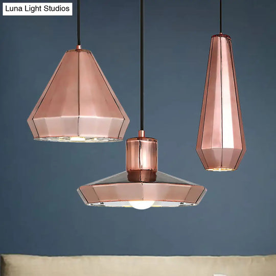 Rose Gold Mini Pendant Light - Modern Metal Ceiling Lamp For Bar Counter