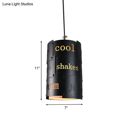 Mini Spliced Column Beer Bar Hanging Lamp - Artistic Metallic Single Black Ceiling Pendant With