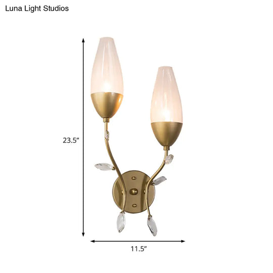 Mini Wall Sconce Light With Crystal Leaf Design - Modern Metallic Gold Finish Ideal For Bedroom