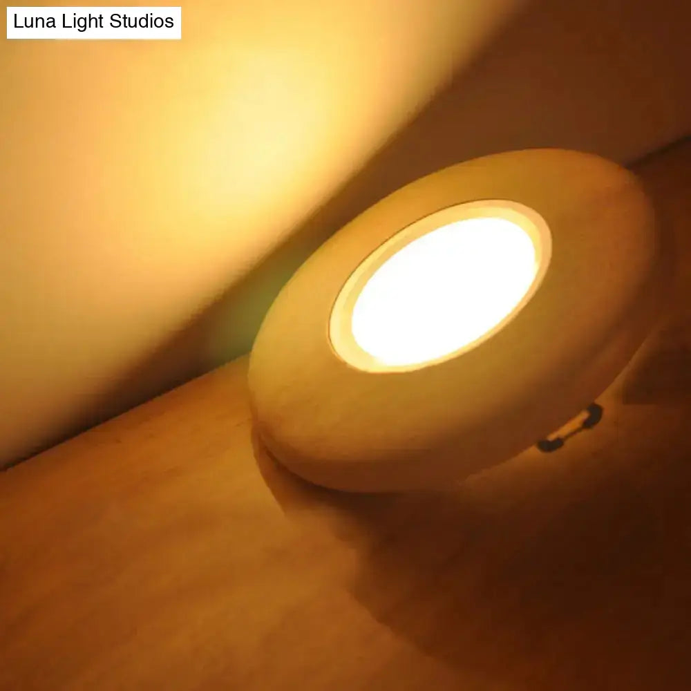 Mini Wood Flush Mount Led Ceiling Lamp In Warm/White Light For Simplicity And Elegance Living Rooms