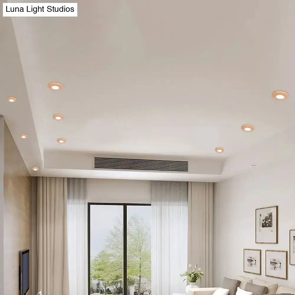 Mini Wood Flush Mount Led Ceiling Lamp In Warm/White Light For Simplicity And Elegance Living Rooms