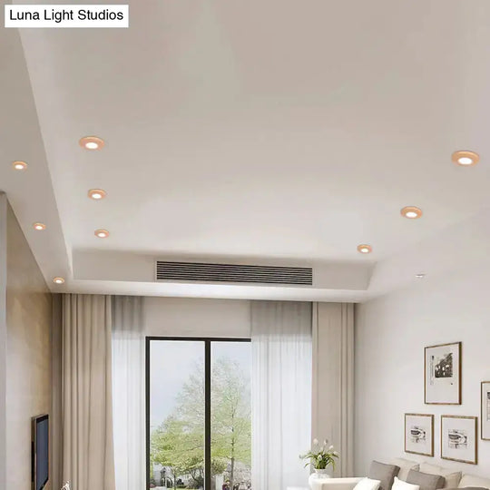 Mini Wood Flush Mount Led Ceiling Lamp In Warm/White Light For Simplicity And Elegance Living Rooms