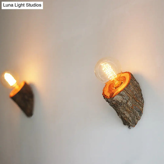 Mini Wood Wall Sconce Lodge Lighting For Living Room: Single Light