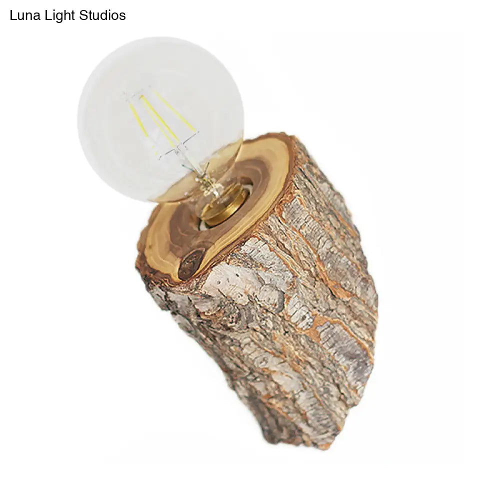 Mini Wood Wall Sconce Lodge Lighting For Living Room: Single Light