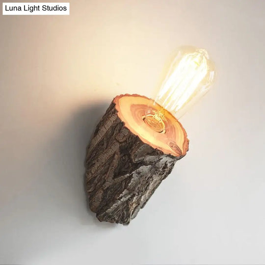 Mini Wood Wall Sconce Lodge Lighting For Living Room: Single Light