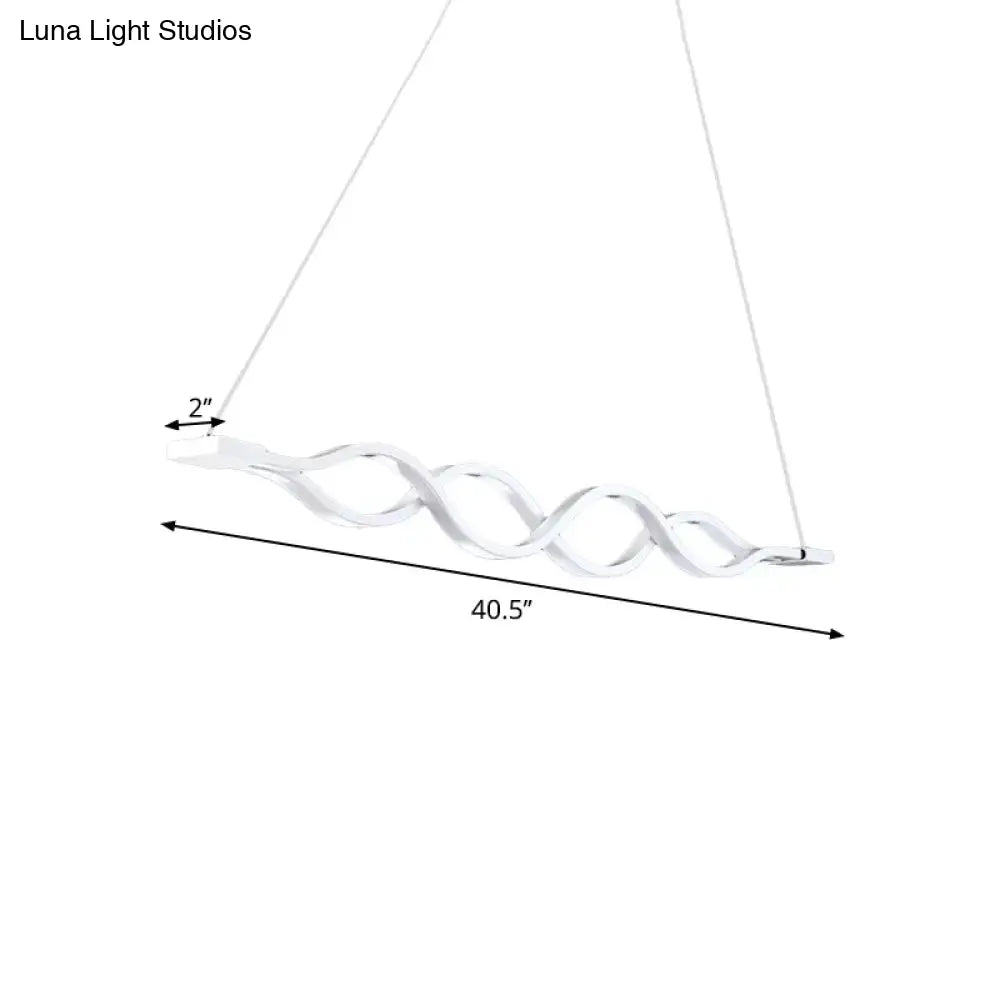 Minimal 2/4-Light Acrylic Led Island Light Fixture - White Waves Design In Warm/White