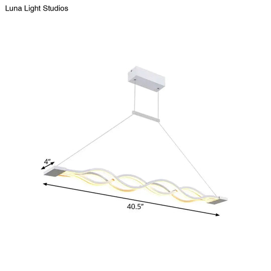 Minimal 2/4-Light Acrylic Led Island Light Fixture - White Waves Design In Warm/White