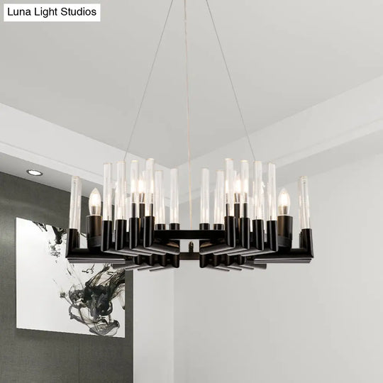 Minimal 6-Light Black Crystal Candelabra Chandelier: Elegant Hanging Lamp For Dining Room