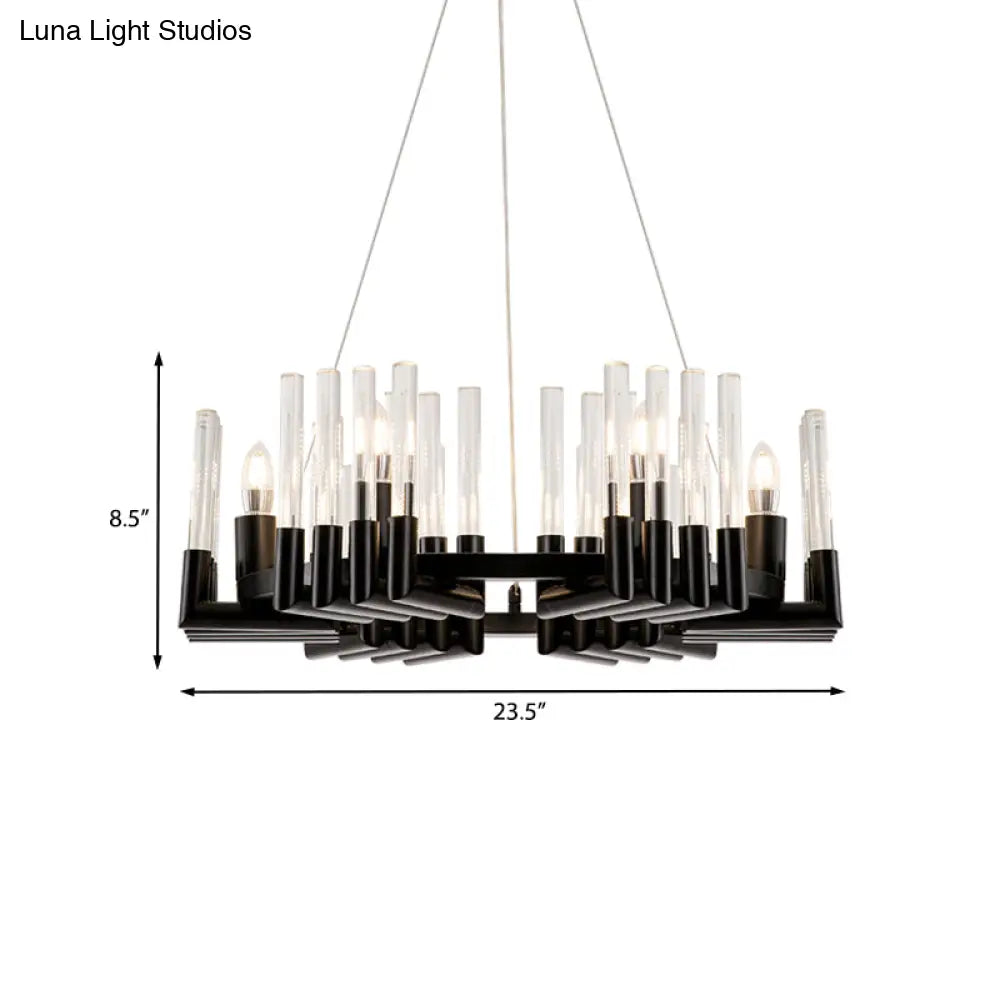 Minimal 6-Light Black Crystal Candelabra Chandelier: Elegant Hanging Lamp For Dining Room