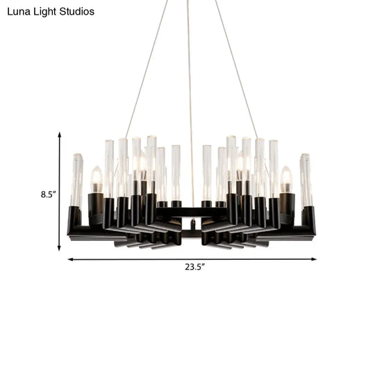 Minimal 6-Light Black Crystal Candelabra Chandelier: Elegant Hanging Lamp For Dining Room